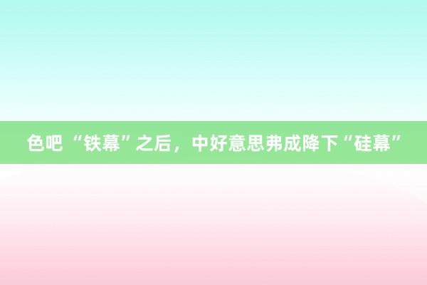 色吧 “铁幕”之后，中好意思弗成降下“硅幕”