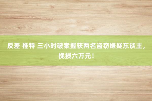反差 推特 三小时破案握获两名盗窃嫌疑东谈主，挽损六万元！