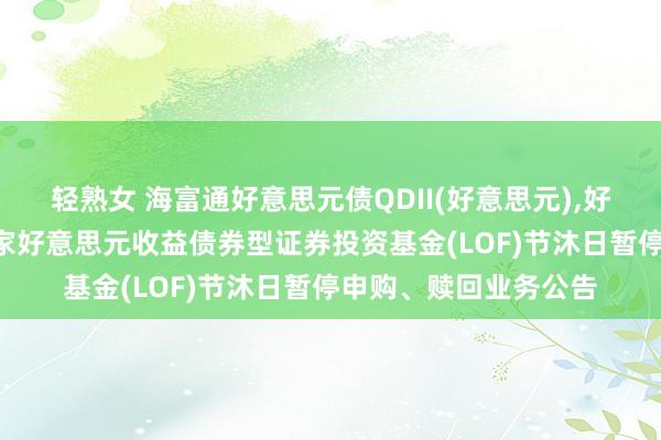 轻熟女 海富通好意思元债QDII(好意思元),好意思元债: 海富通行家好意思元收益债券型证券投资基金(LOF)节沐日暂停申购、赎回业务公告