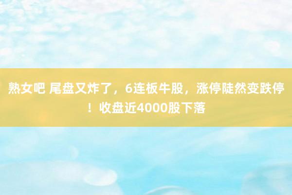熟女吧 尾盘又炸了，6连板牛股，涨停陡然变跌停！收盘近4000股下落