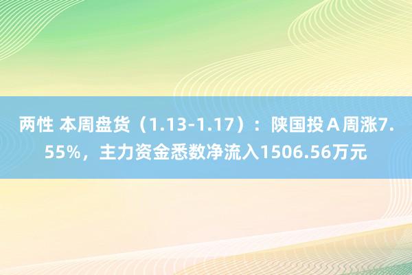 两性 本周盘货（1.13-1.17）：陕国投Ａ周涨7.55%，主力资金悉数净流入1506.56万元