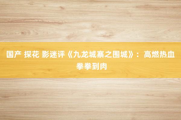 国产 探花 影迷评《九龙城寨之围城》：高燃热血 拳拳到肉