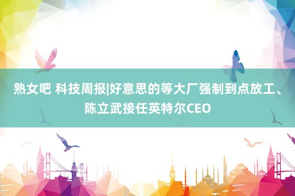 熟女吧 科技周报|好意思的等大厂强制到点放工、陈立武接任英特尔CEO