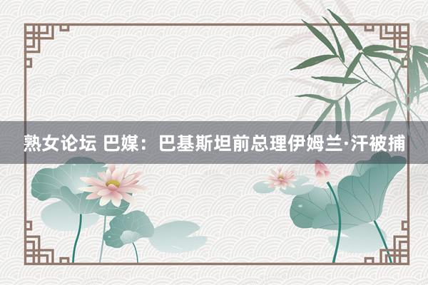 熟女论坛 巴媒：巴基斯坦前总理伊姆兰·汗被捕