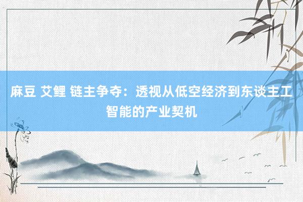 麻豆 艾鲤 链主争夺：透视从低空经济到东谈主工智能的产业契机