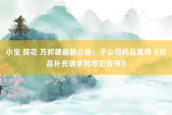 小宝 探花 万邦德最新公告：子公司药品赢得《药品补充请求批准见告书》
