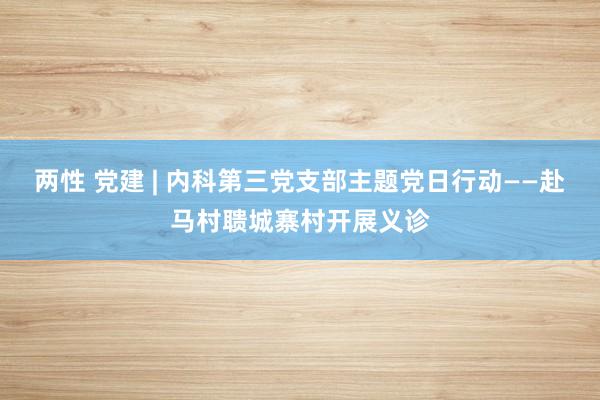 两性 党建 | 内科第三党支部主题党日行动——赴马村聩城寨村开展义诊