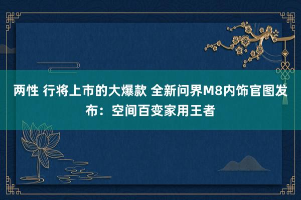 两性 行将上市的大爆款 全新问界M8内饰官图发布：空间百变家用王者