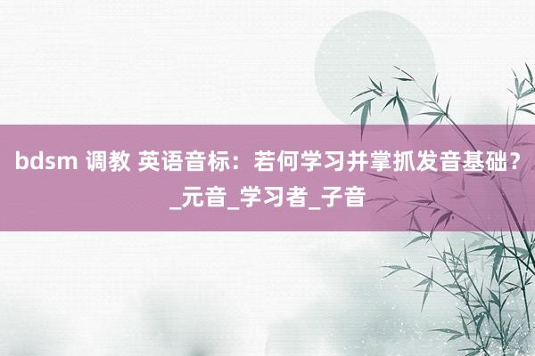 bdsm 调教 英语音标：若何学习并掌抓发音基础？_元音_学习者_子音