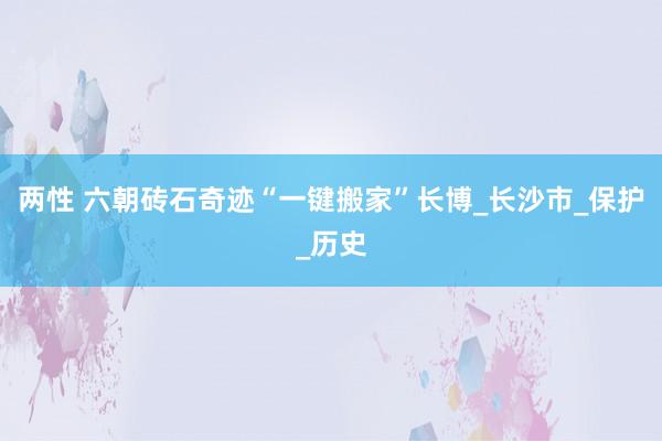 两性 六朝砖石奇迹“一键搬家”长博_长沙市_保护_历史