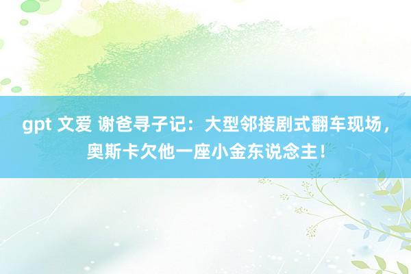 gpt 文爱 谢爸寻子记：大型邻接剧式翻车现场，奥斯卡欠他一座小金东说念主！