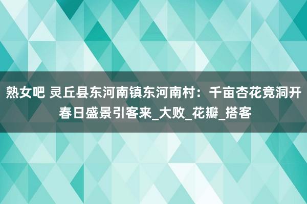 熟女吧 灵丘县东河南镇东河南村：千亩杏花竞洞开 春日盛景引客来_大败_花瓣_搭客
