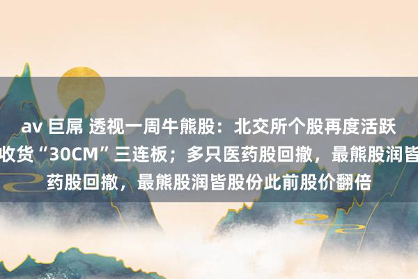av 巨屌 透视一周牛熊股：北交所个股再度活跃，最牛股秋乐种业收货“30CM”三连板；多只医药股回撤，最熊股润皆股份此前股价翻倍