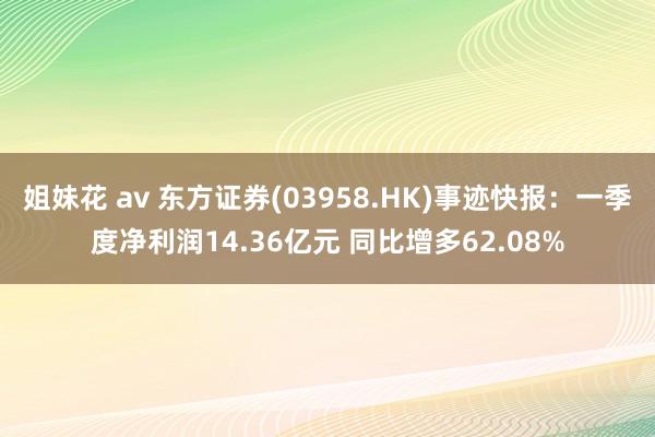 姐妹花 av 东方证券(03958.HK)事迹快报：一季度净利润14.36亿元 同比增多62.08%